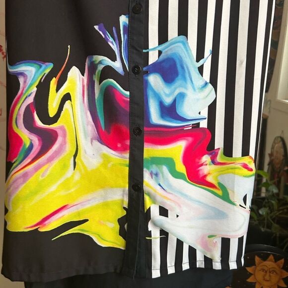 Maloka Black and White Abstract Blouse Small - Picture 5 of 15